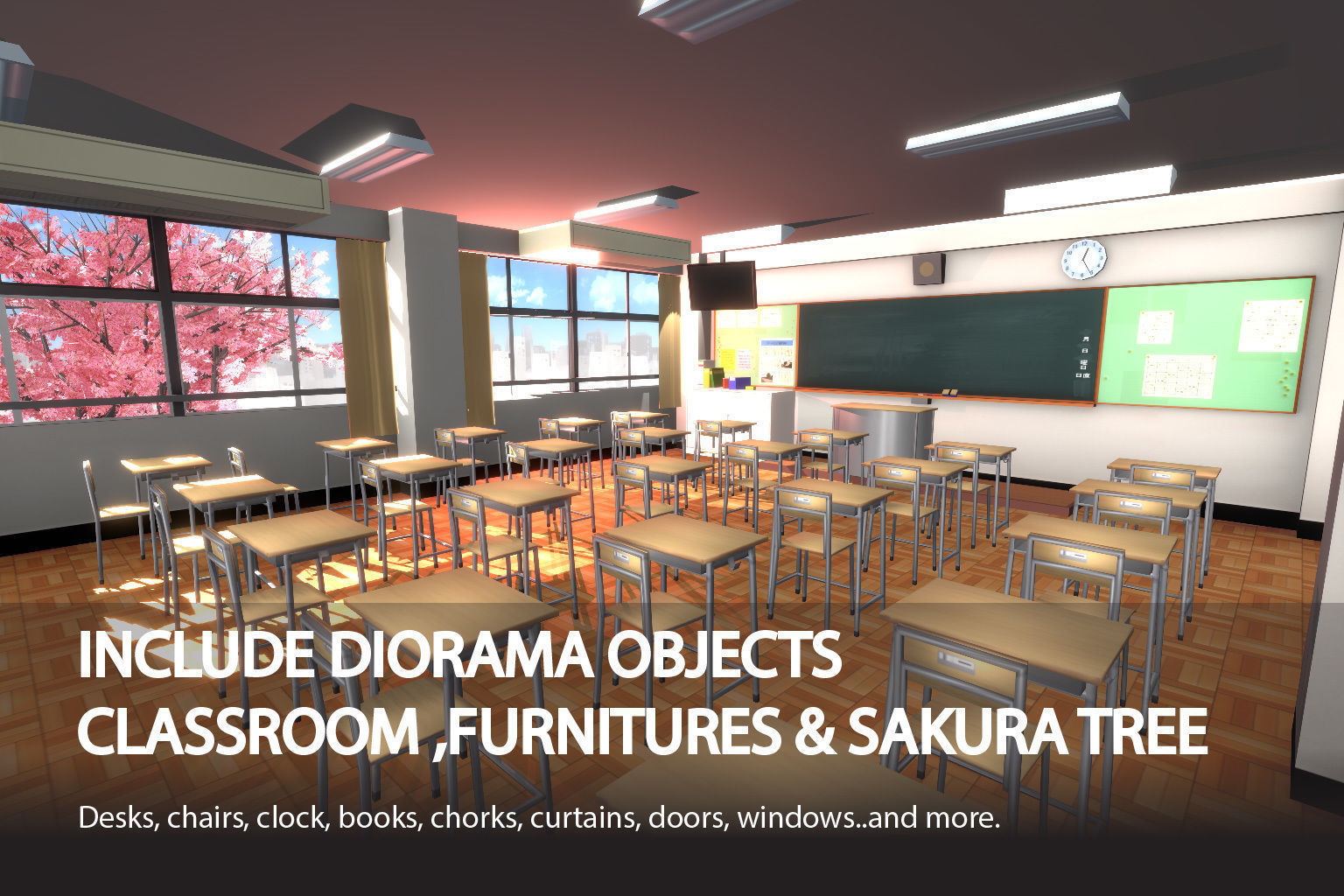 a certain girl in the classroom Low-poly 3D model_12