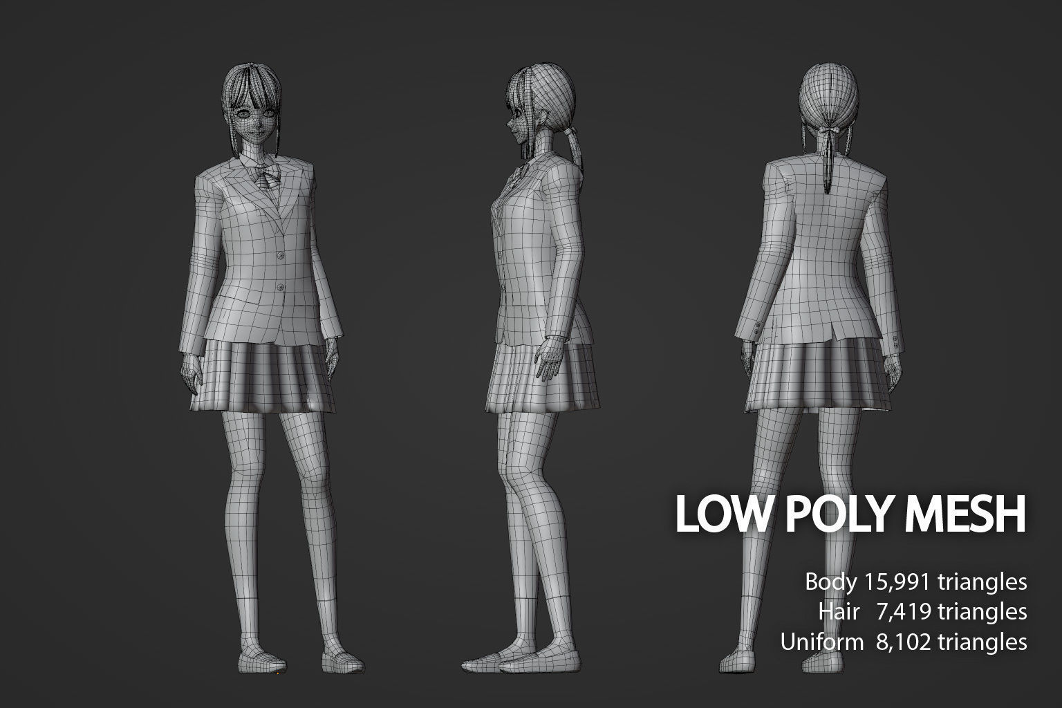 a certain girl in the classroom Low-poly 3D model_11