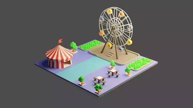 Isometric Ferris Wheel Environment