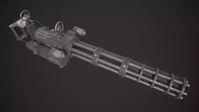 Gatling Gun Low-poly 3D model