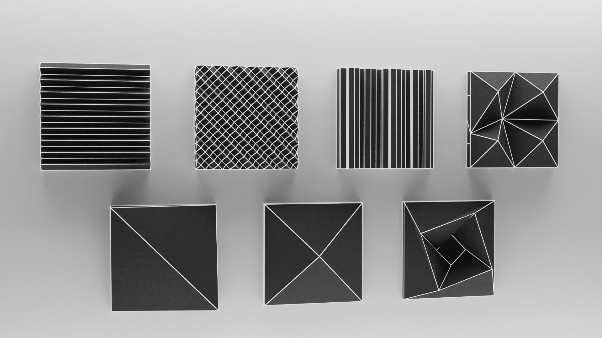 Acoustic Panels Set with 8K - 4K - 2K Textures Low-poly 3D model_1