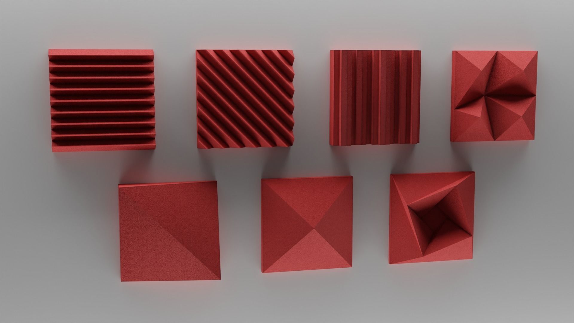 Acoustic Panels Set with 8K - 4K - 2K Textures Low-poly 3D model_3