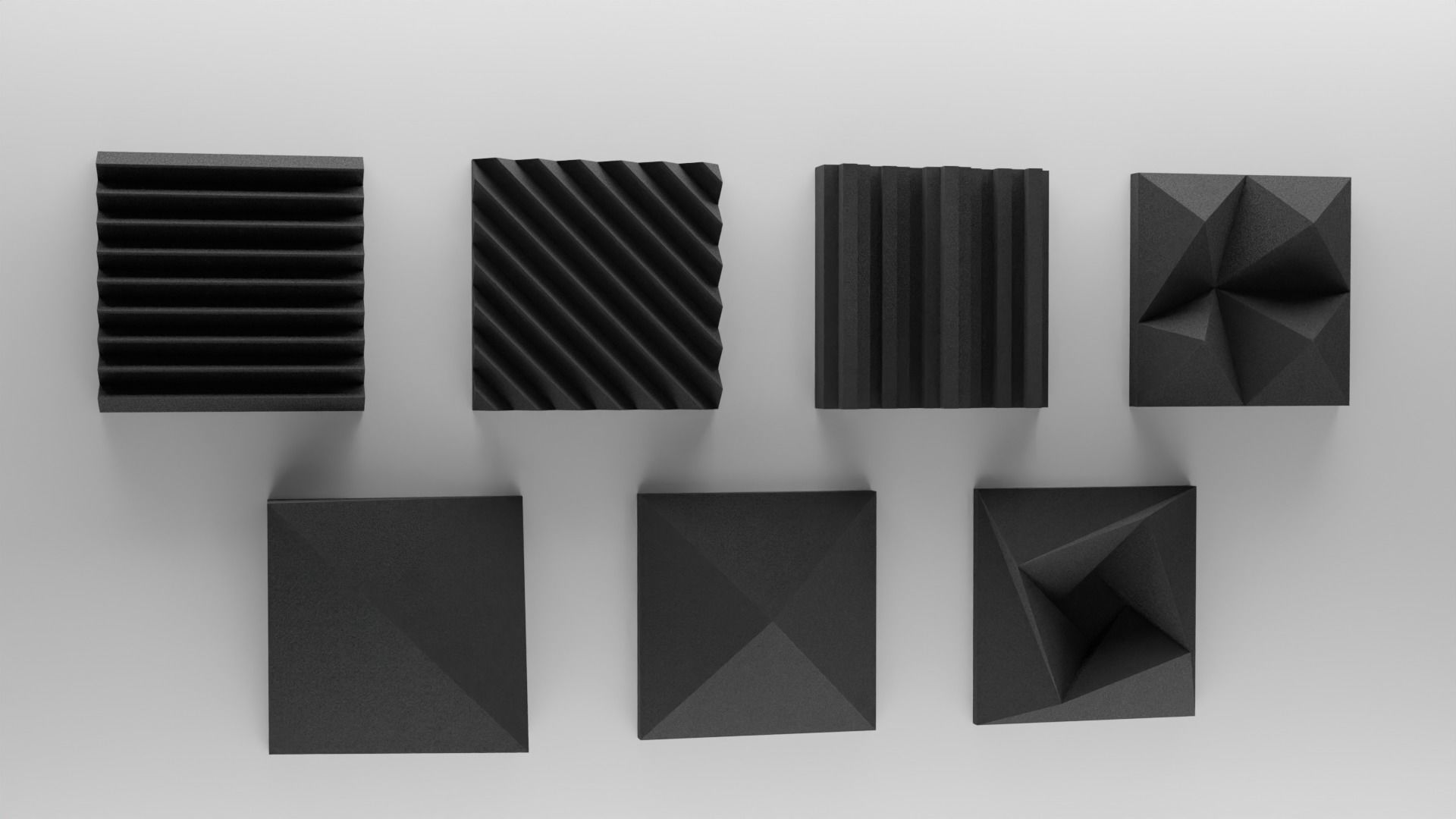 3D model Acoustic Panels Set with 8K - 4K - 2K Textures VR / AR / low ...