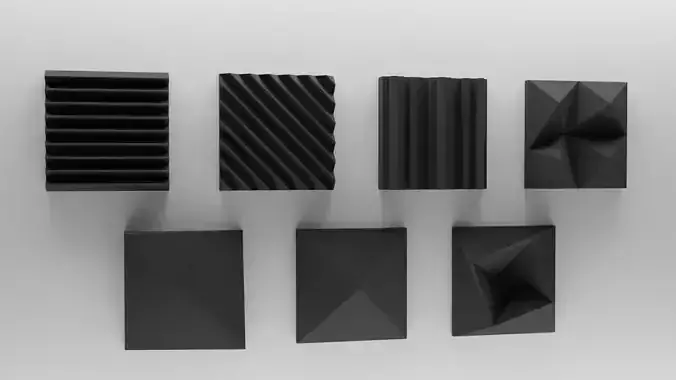 Acoustic Panels Set with 8K - 4K - 2K Textures Low-poly 3D model