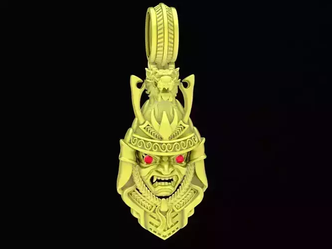 Silver Samurai Warrior Dragon Pendant 3965