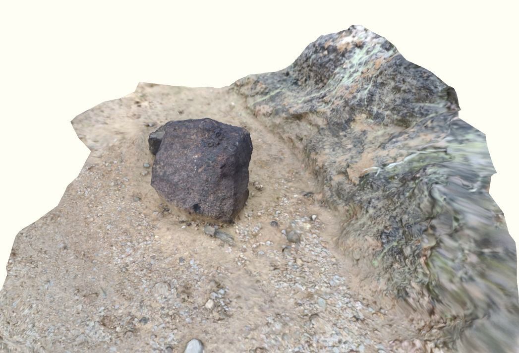 Single rock with ground scanned 3D model_2