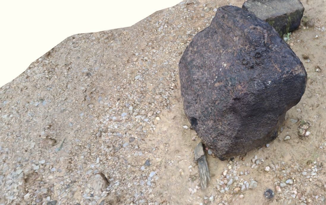 Single rock with ground scanned 3D model_5