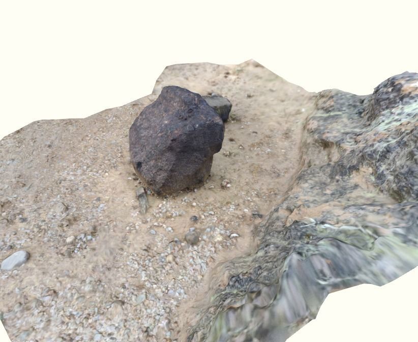 Single rock with ground scanned 3D model_3