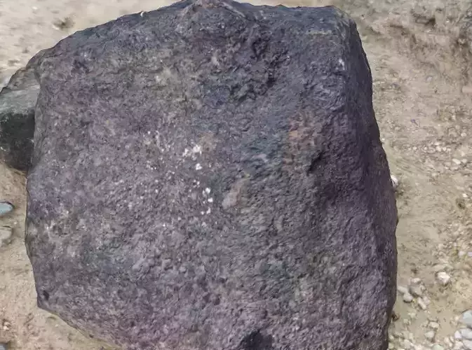 Single rock with ground scanned