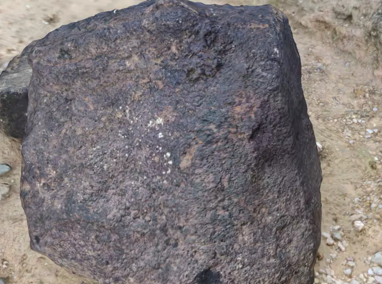 Single rock with ground scanned 3D model_0