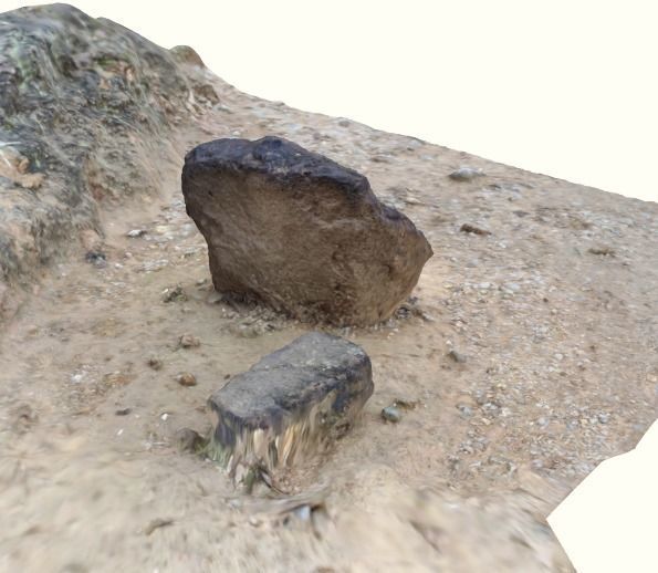 Single rock with ground scanned 3D model_4