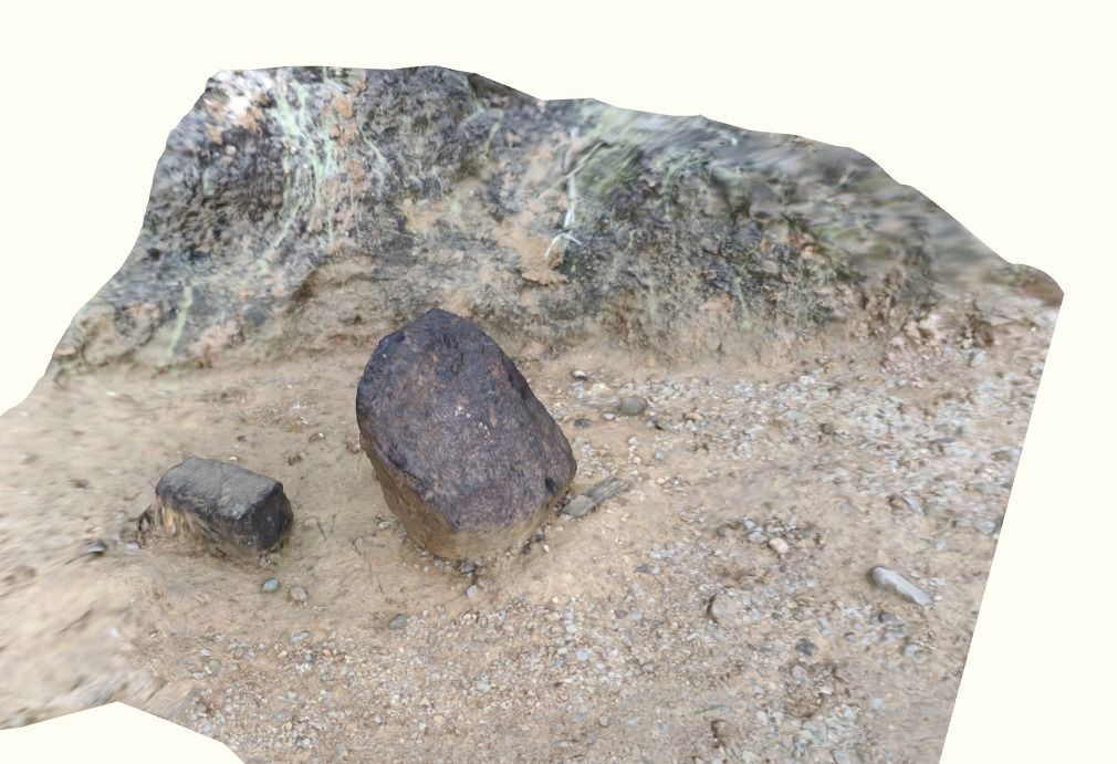 Single rock with ground scanned 3D model_1