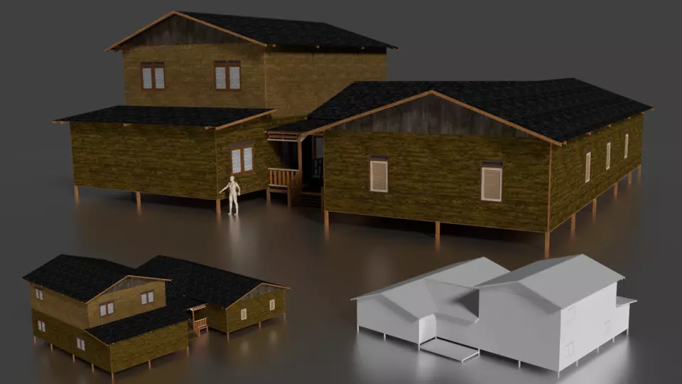 Rumah kayu panggungtingkat 007-008 3D model_0