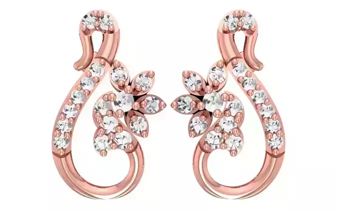 Women Drop  Earrings 3dm STL OBJ FBX Renders Details