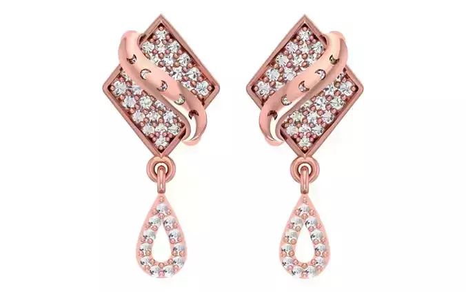 Women Drop  Earrings 3dm STL OBJ FBX Renders Details 3D print model
