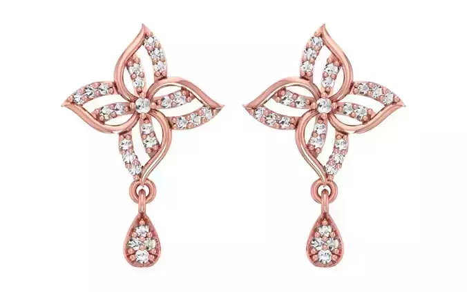 Women Drop  Earrings 3dm STL OBJ FBX Renders Details