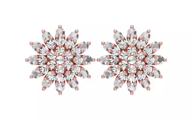 Women Flower Stud Earrings 3dm STL OBJ FBX Renders Details