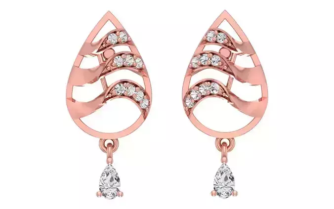 Women Drop  Earrings 3dm STL OBJ FBX Renders Details