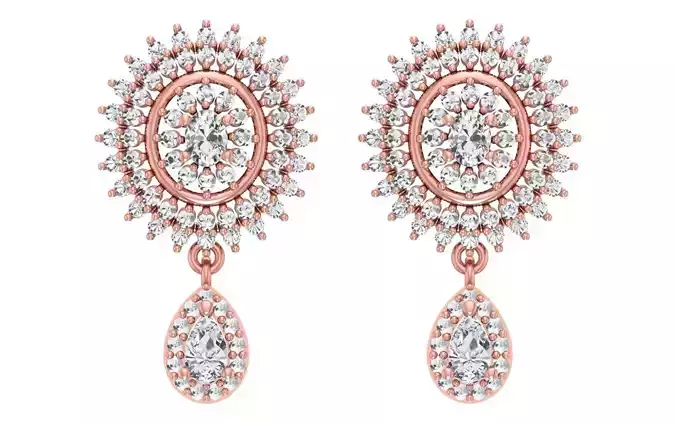 Women Drop  Earrings 3dm STL OBJ FBX Renders Details