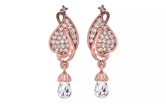 Women Drop  Earrings 3dm STL OBJ FBX Renders Details