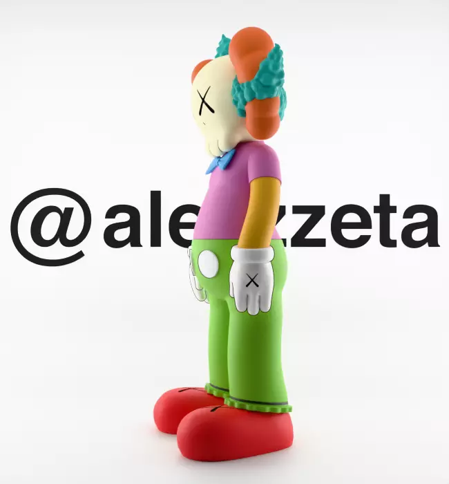 Kaws Krusty the Clown Textured Low-poly 3D model_8