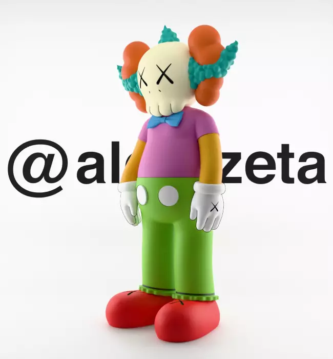 Kaws Krusty the Clown Textured Low-poly 3D model_5