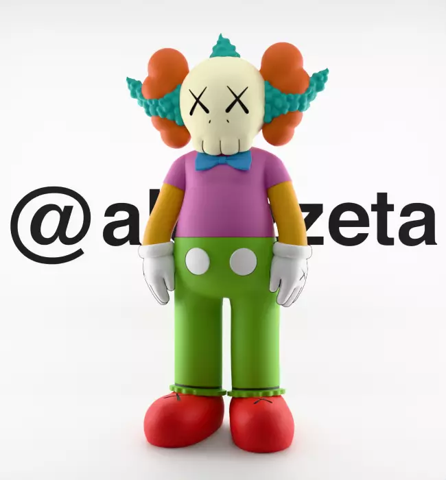 Kaws Krusty the Clown Textured Low-poly 3D model_2