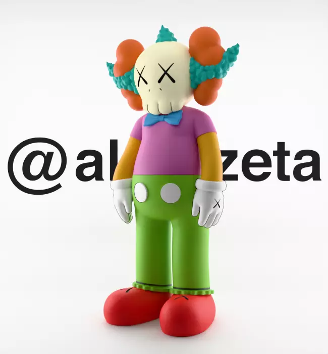 Kaws Krusty the Clown Textured Low-poly 3D model_4