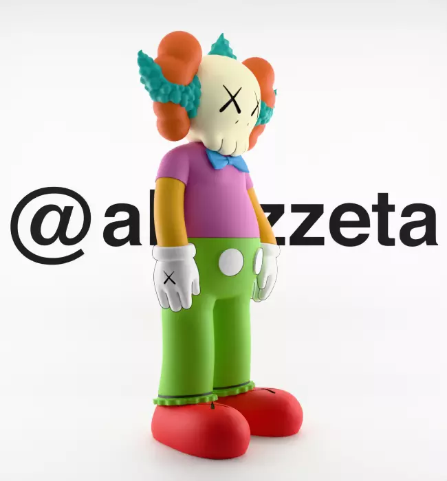 Kaws Krusty the Clown Textured Low-poly 3D model_32