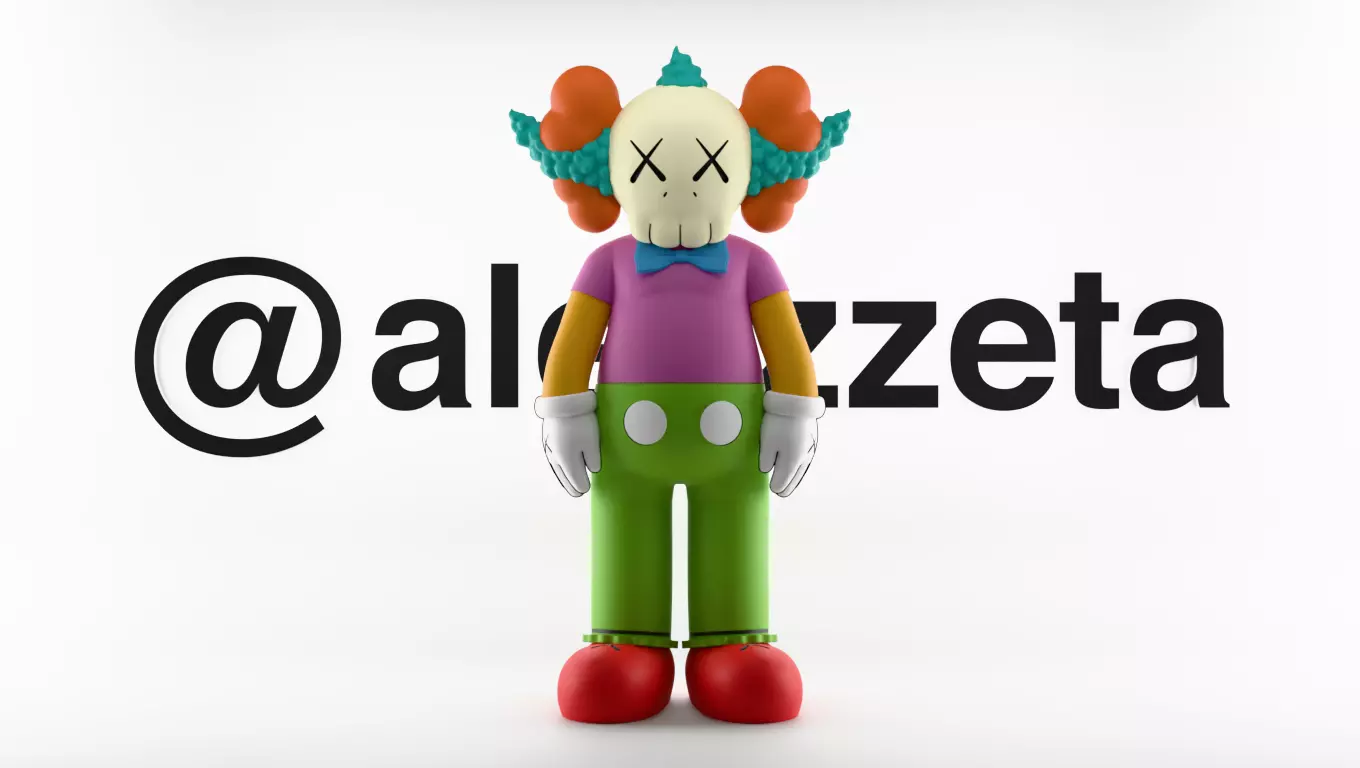Kaws Krusty the Clown Textured Low-poly 3D model_0