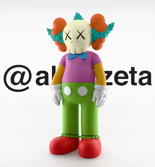 Kaws Krusty the Clown Textured Low-poly 3D model_3