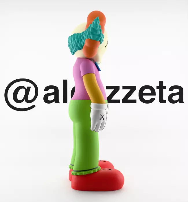 Kaws Krusty the Clown Textured Low-poly 3D model_27