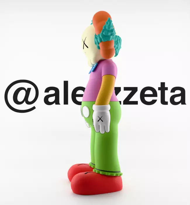 Kaws Krusty the Clown Textured Low-poly 3D model_9