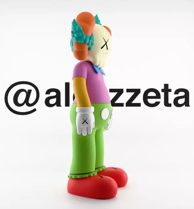 Kaws Krusty the Clown Textured Low-poly 3D model_30