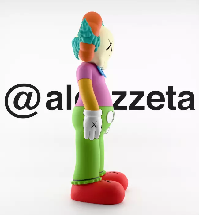 Kaws Krusty the Clown Textured Low-poly 3D model_29