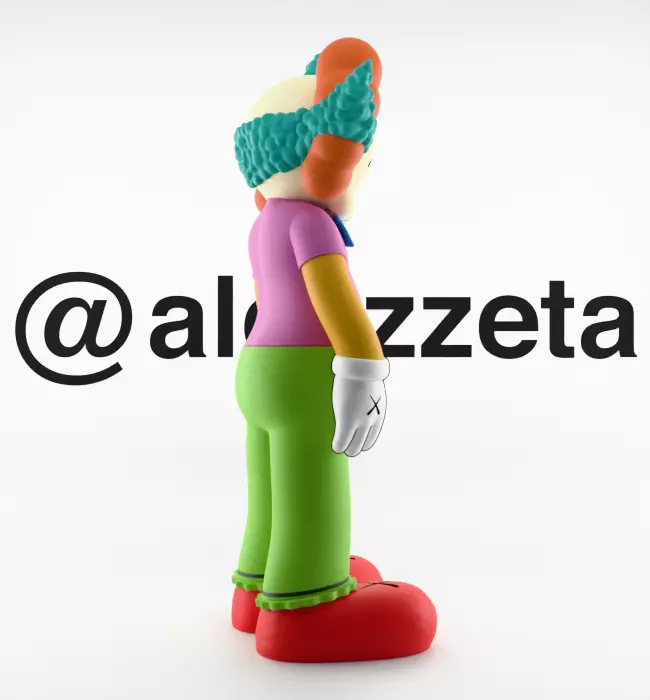 Kaws Krusty the Clown Textured Low-poly 3D model_26