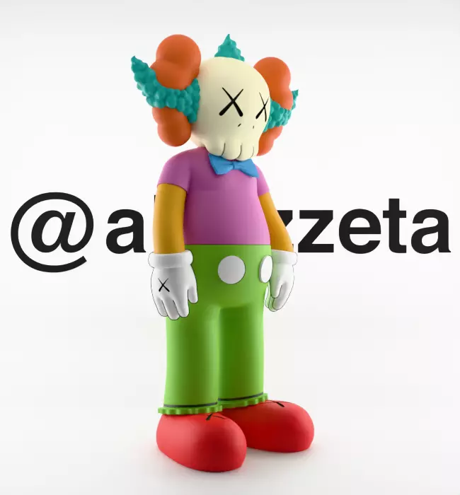 Kaws Krusty the Clown Textured Low-poly 3D model_33