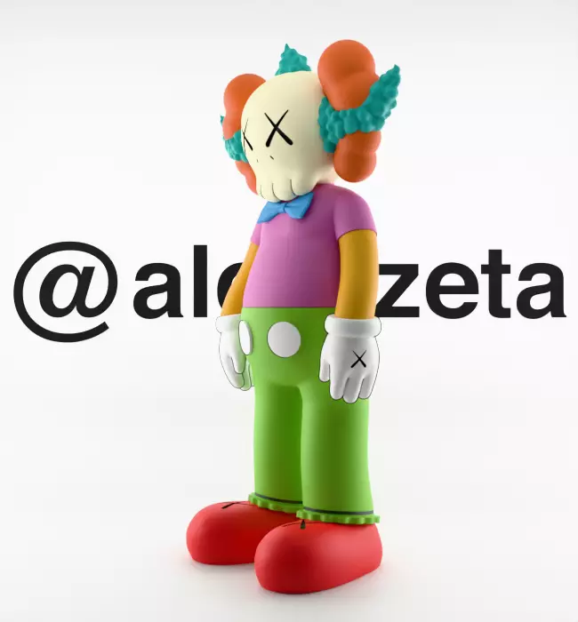 Kaws Krusty the Clown Textured Low-poly 3D model_6