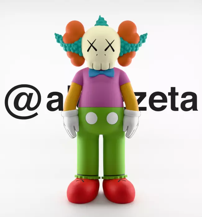 Kaws Krusty the Clown Textured Low-poly 3D model_1