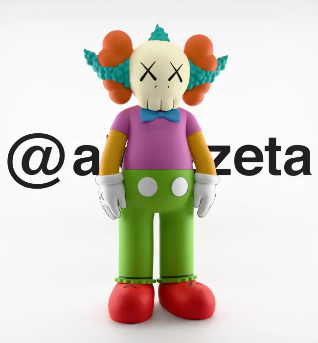 Kaws Krusty the Clown Textured Low-poly 3D model_36