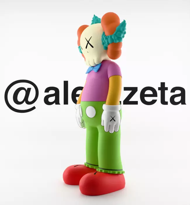 Kaws Krusty the Clown Textured Low-poly 3D model_7