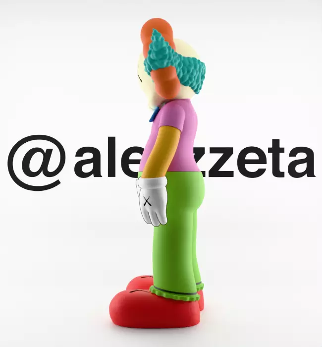 Kaws Krusty the Clown Textured Low-poly 3D model_11