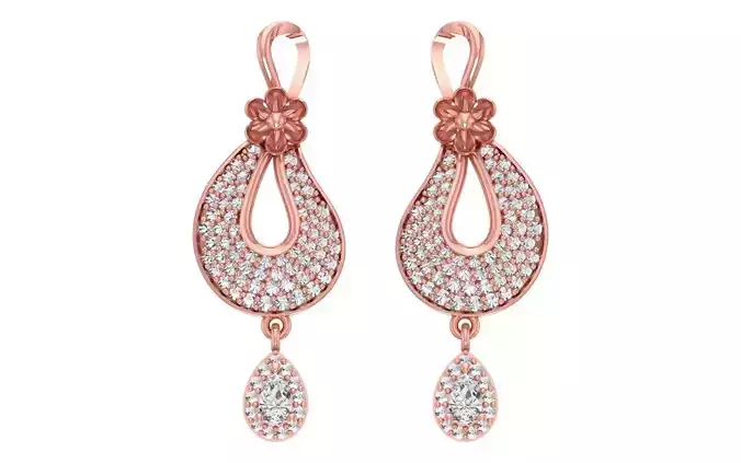 Women Drop  Earrings 3dm STL OBJ FBX Renders Details