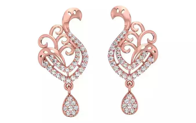 Women Drop  Earrings 3dm STL OBJ FBX Renders Details