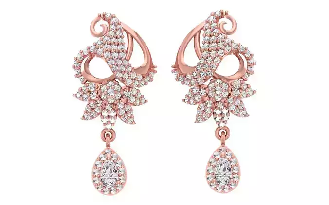 Women Drop  Earrings 3dm STL OBJ FBX Renders Details
