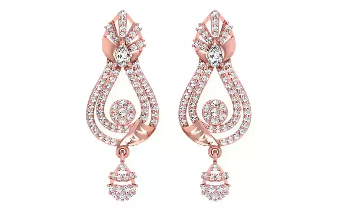 Women Drop  Earrings 3dm STL OBJ FBX Renders Details 3D print model