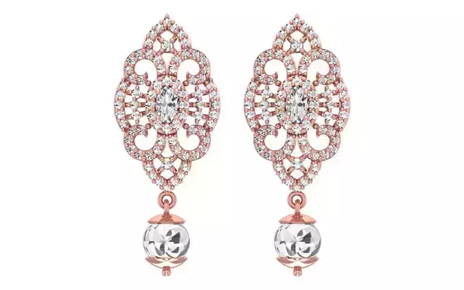 Women Drop  Earrings 3dm STL OBJ FBX Renders Details