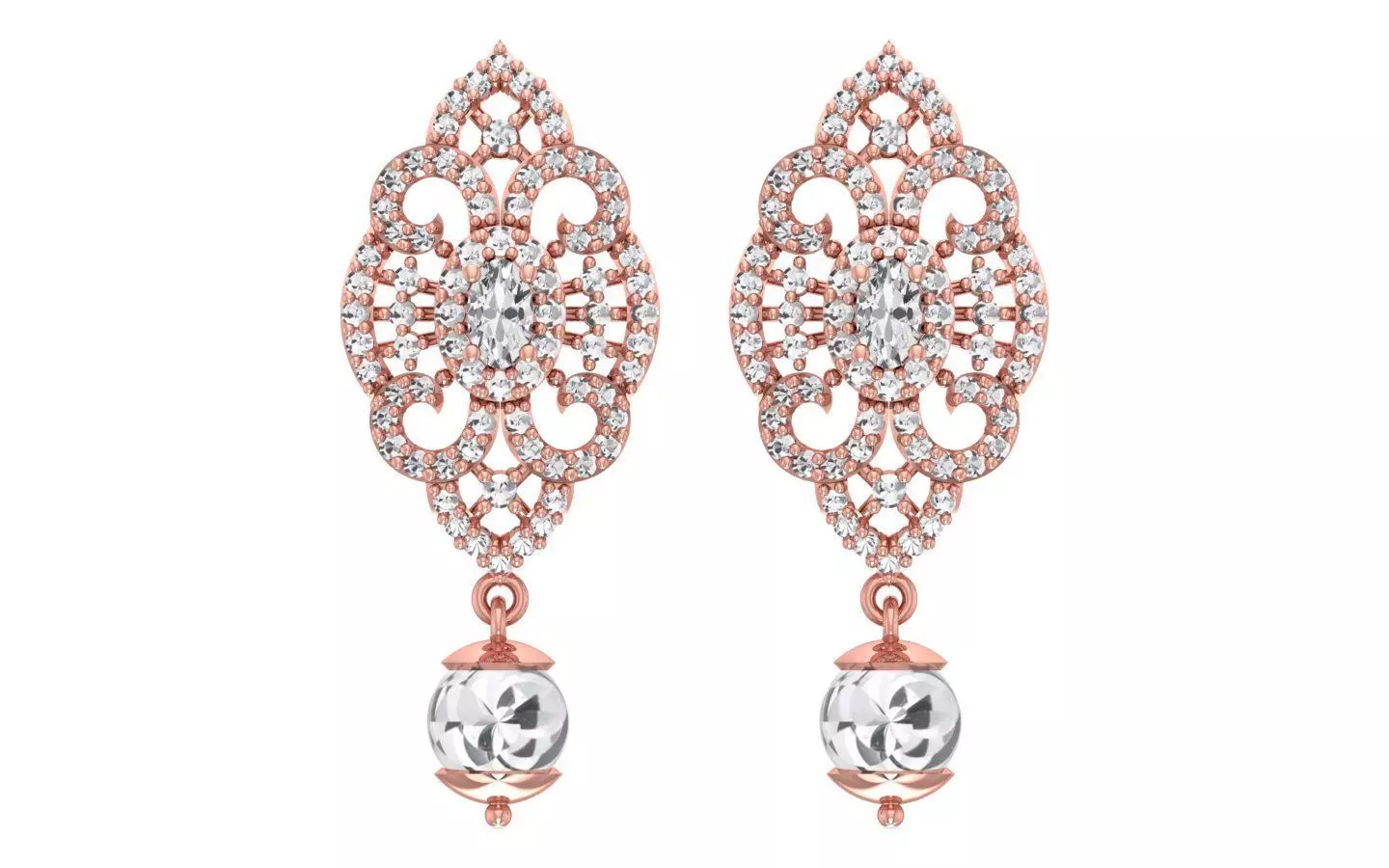 Women Drop Earrings 3dm STL OBJ FBX Renders Details 3D print model_0