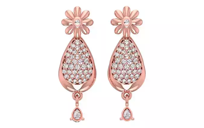 Women Drop  Earrings 3dm STL OBJ FBX Renders Details