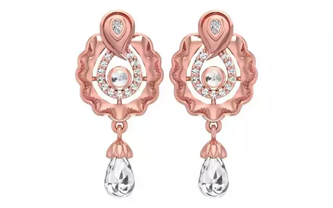 Women Drop  Earrings 3dm STL OBJ FBX Renders Details